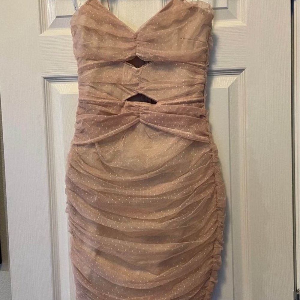 Blush Swiss Dot Cut Out Dress from Lulu's